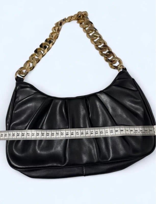ASOS ASOS Black Ruched Shoulder Bag with Gold Chain