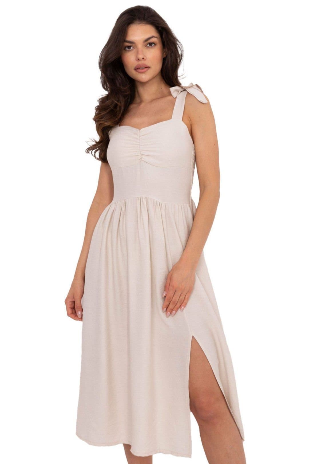 Love Lace Love Lace Women's Light Summer Day Dress with Sweetheart Neck in Beige