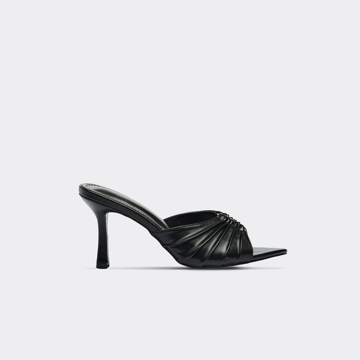 EGO Saffy Strappy Pointed Peep Toe Heeled Mule In Black Faux Leather., Women's Size UK 3 - 1
