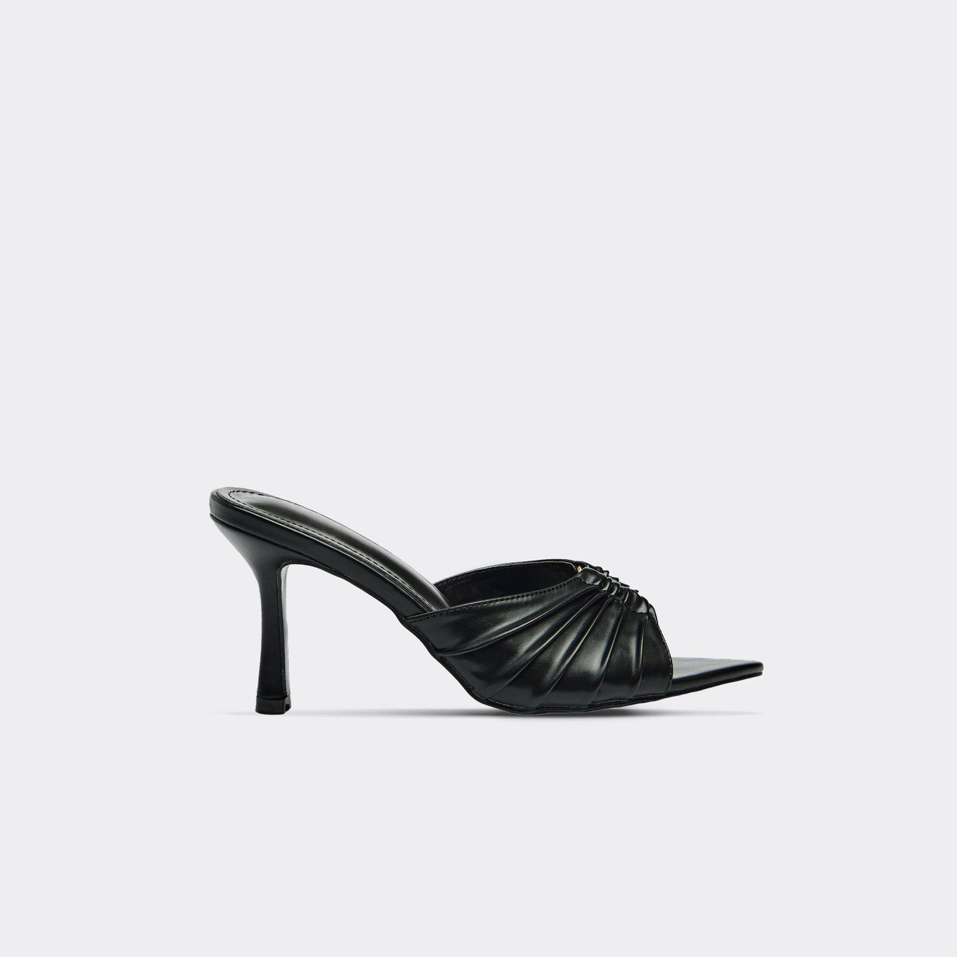 EGO EGO Black Faux Leather Strappy Heeled Mule