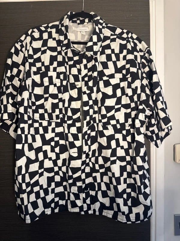 Topshop Topshop Black & White Abstract Print Longline shirt UK 16