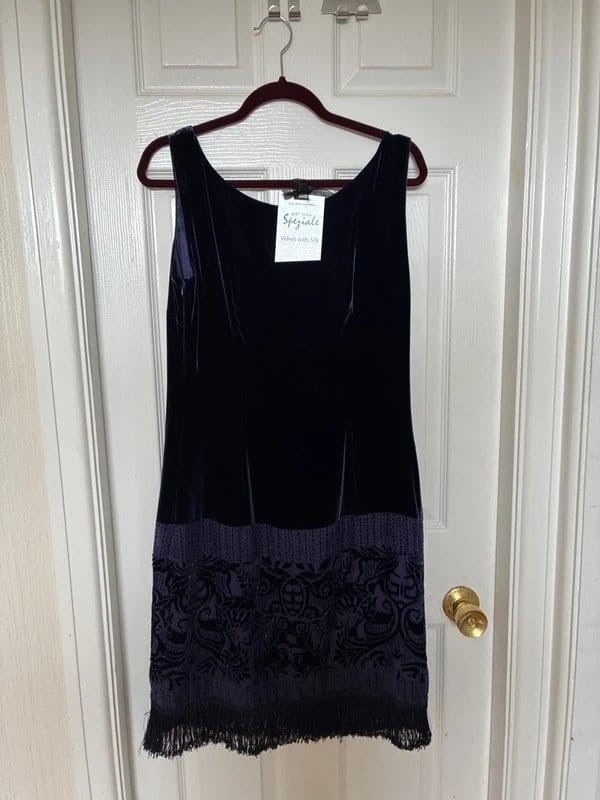 Per Una Deep Purple Velvet With Silk Dress