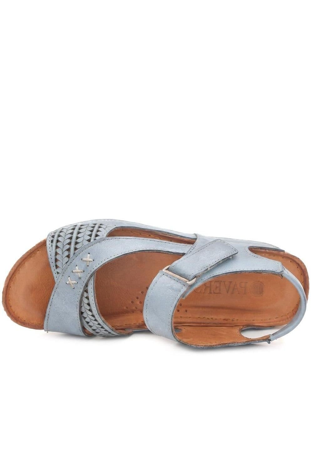 Pavers Pavers Women's All Leather Adjustable Fasten Sandals in Blue - 4