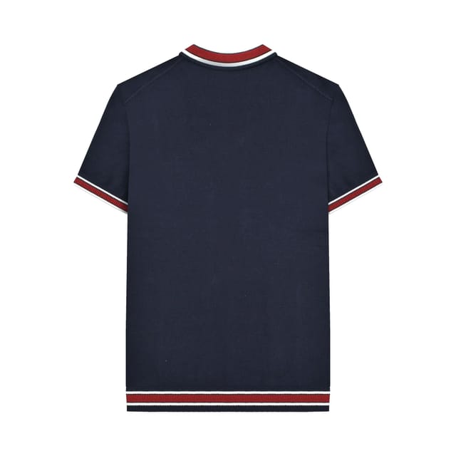 Lambretta Lambretta Men's Valero Knitted Tipped Short-Sleeved Polo Shirt in Navy - 2