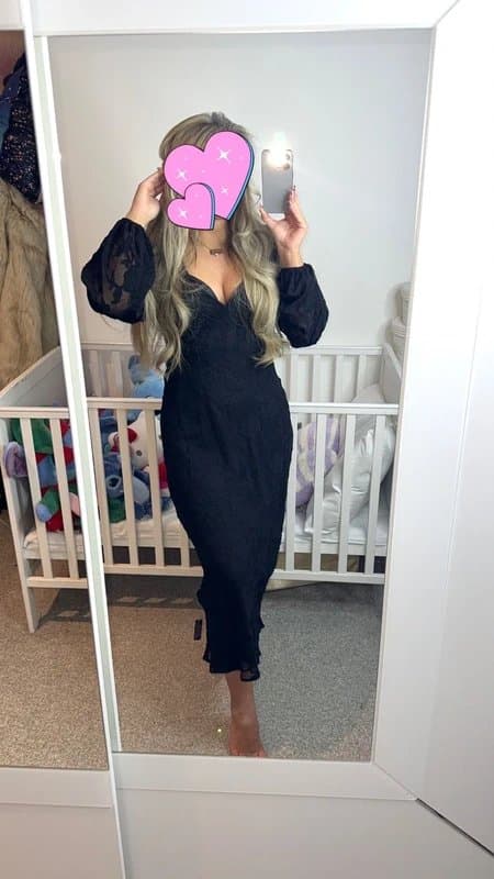 New Look Black floral devour long sleeve midi dress