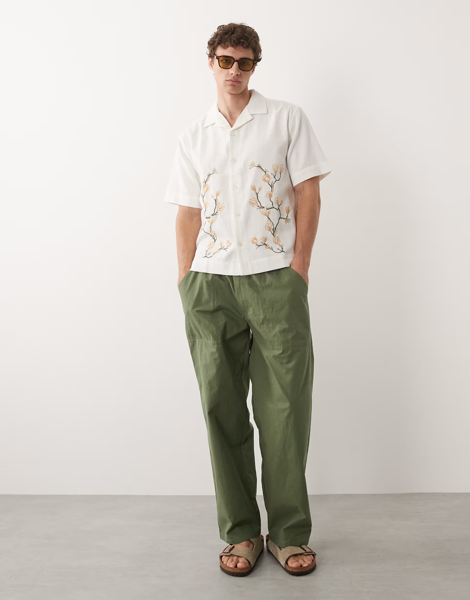 ASOS ASOS Khaki Elasticated Waist Baggy Trousers