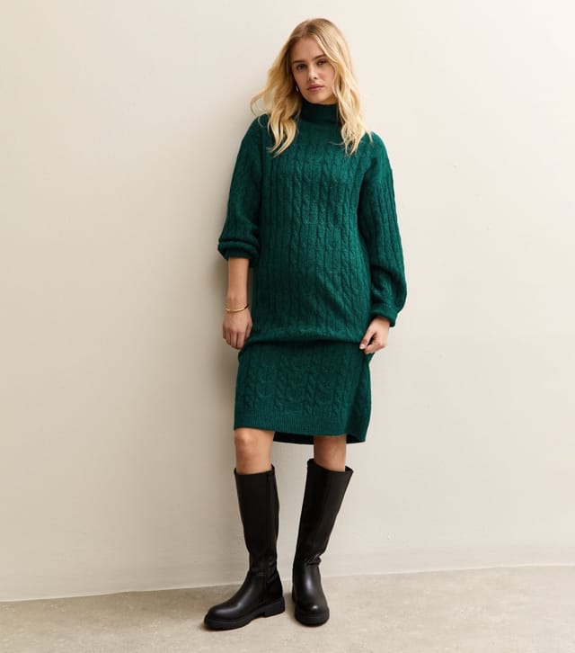 Sunshine Soul Women's Dark Green High Neck Jumper Dress Sunshine Soul New Look - 2