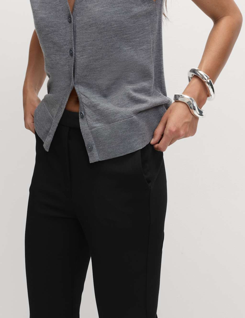 Marks & Spencer M&S Slim Fit Ankle Grazer Trousers Black - 3