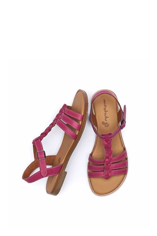 Moshulu Moshulu Women's 'Wasabi' Strappy Leather T-bar Sandals in Fuchsia - 2