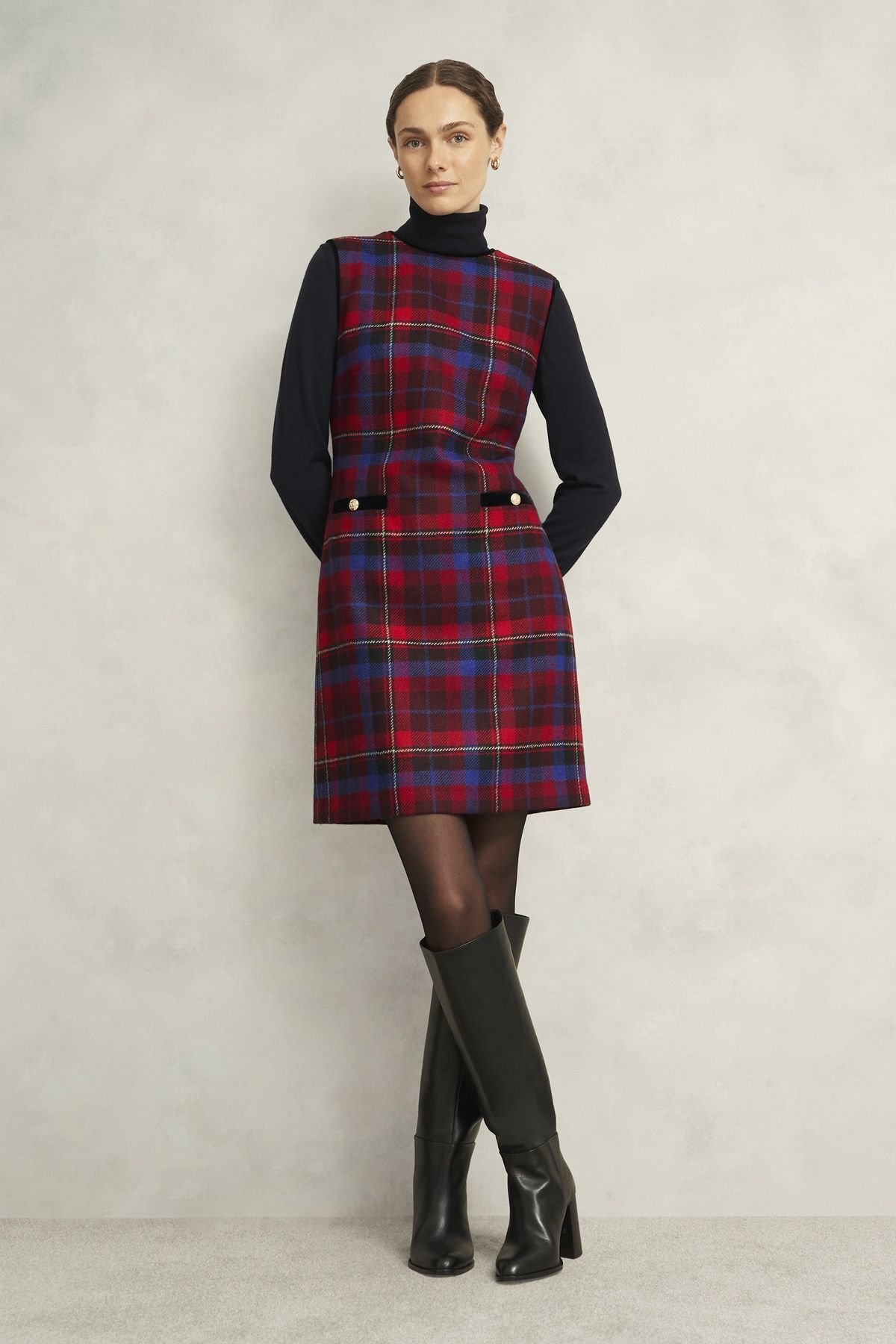 Hobbs London Hobbs London Women's Ingrid Checked Dress in Maroon - 3