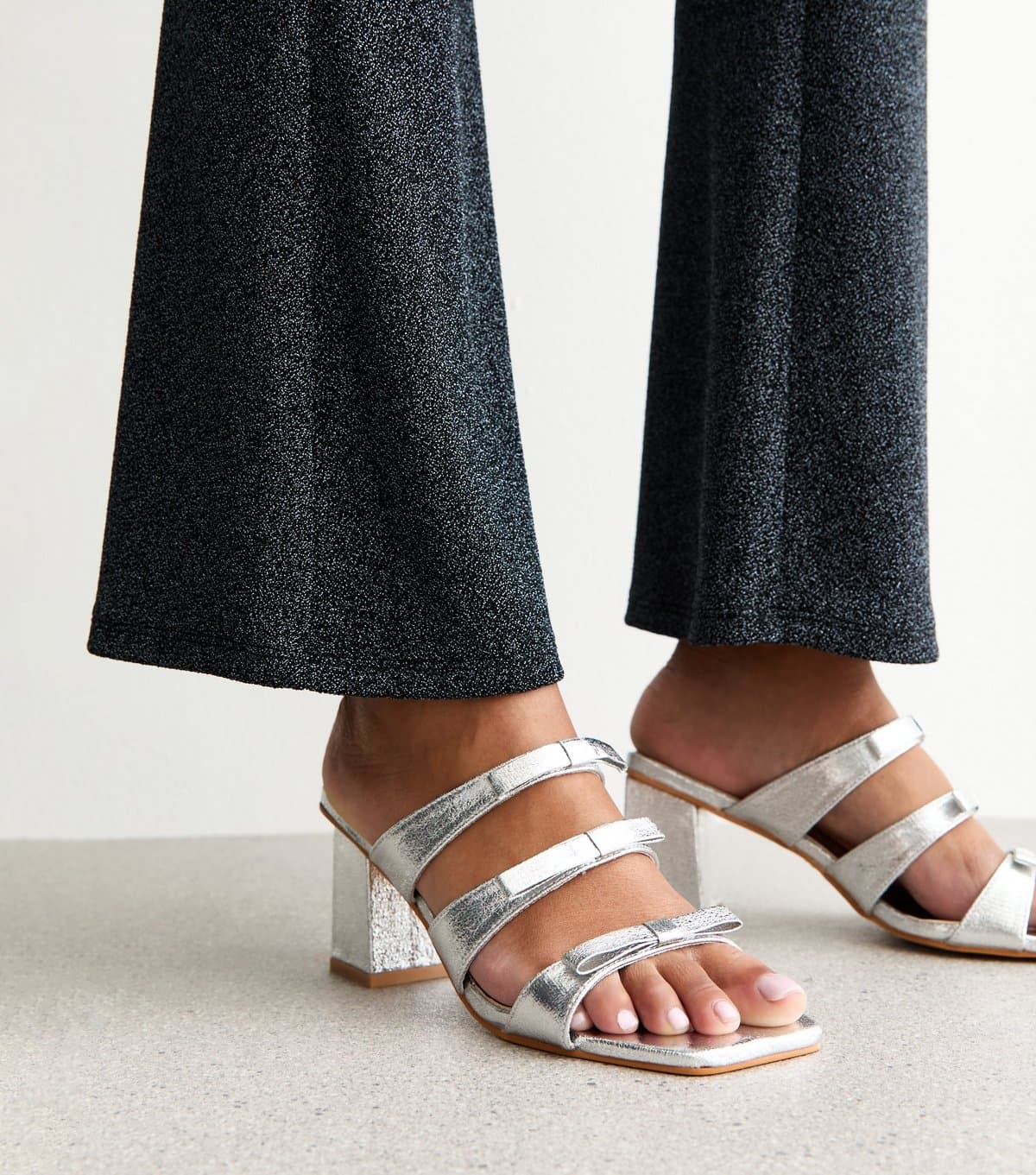 Public Desire Public Desire Silver Metallic Mule Sandals