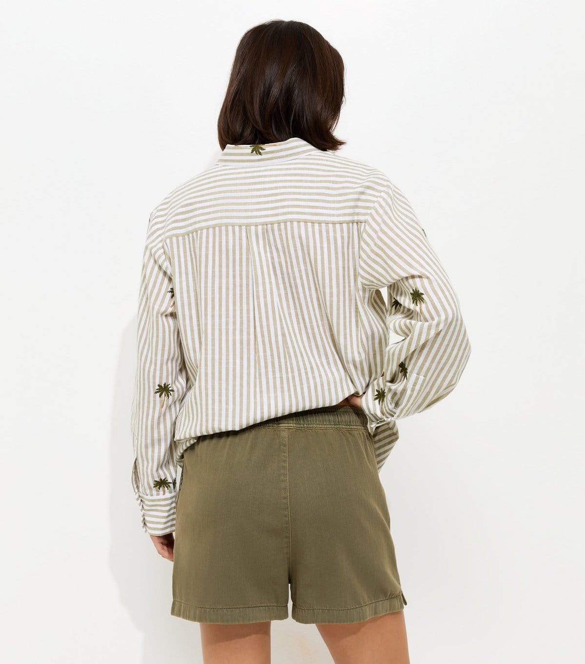 New Look Women's Dark Khaki Cotton Twill Pull On Drawstring Shorts New Look - 4