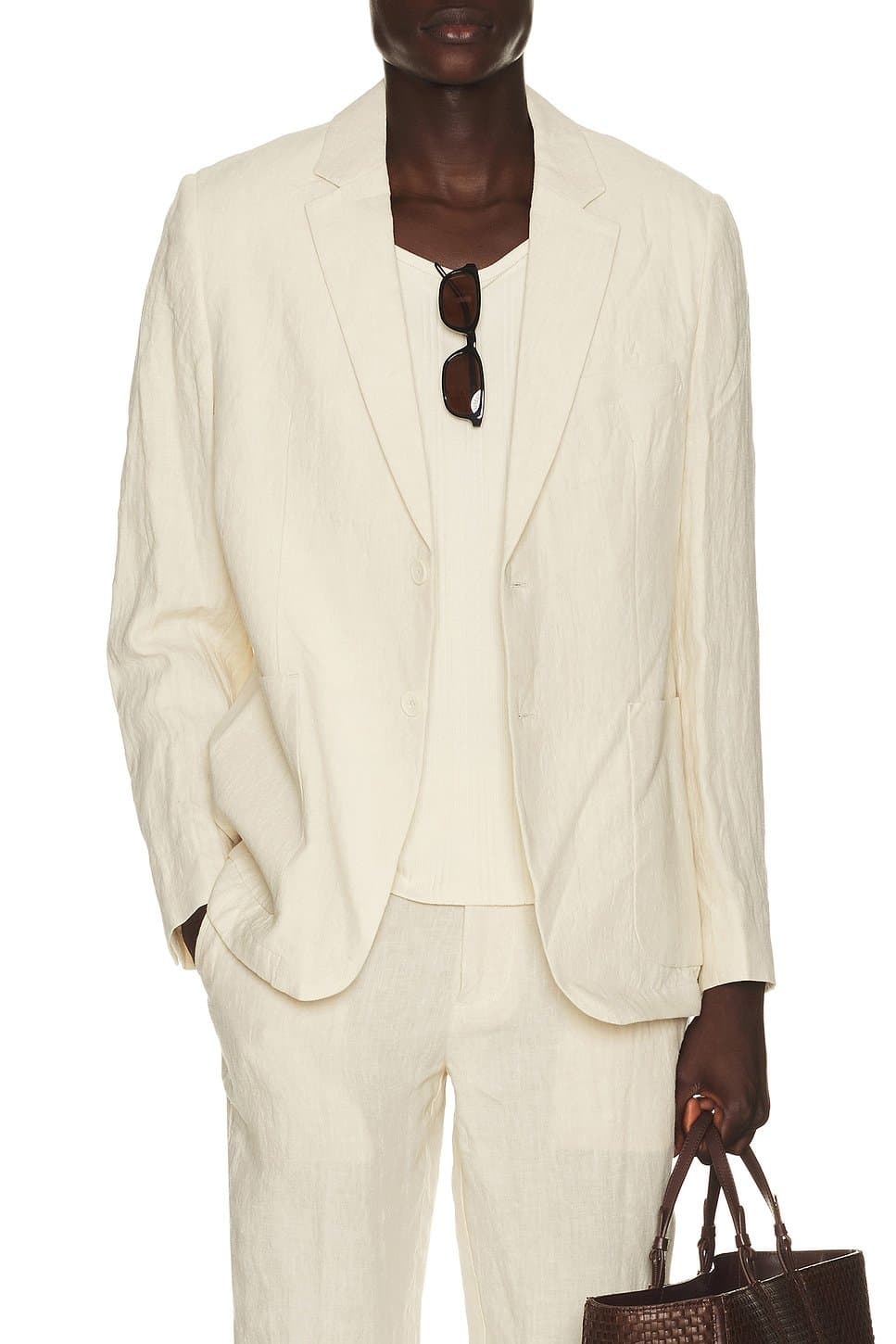 revolve Revolve Cream Linen Tailored Blazer