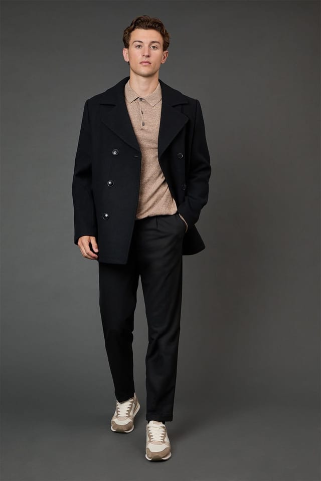 Burton Burton Men's Black Signature Wool Blend Peacoat - 2