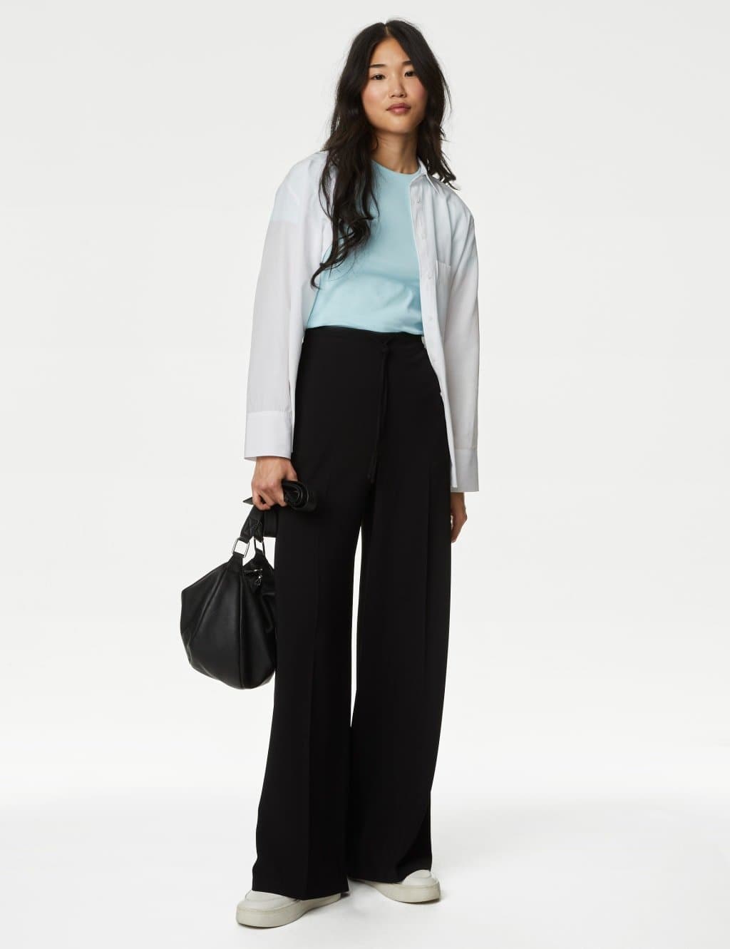 Marks & Spencer M&S Pale Aqua Cotton Slim Fit T-Shirt