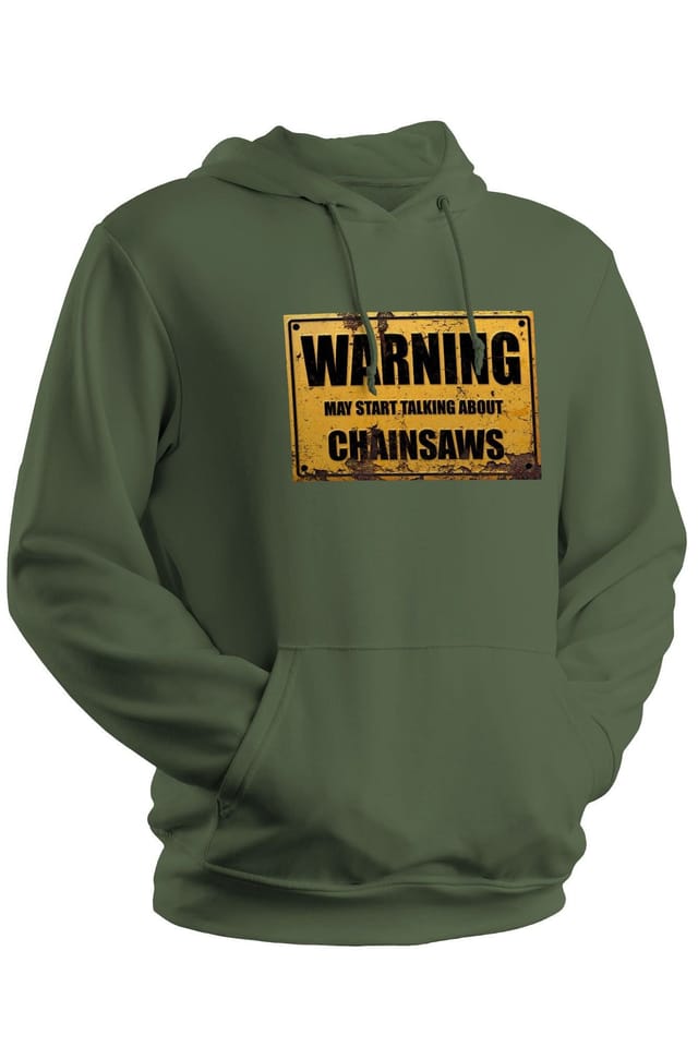 Bad Zebedee Bad Zebedee Men's Warning May Start Talking About Chainsaws Hoodie in Green - 2
