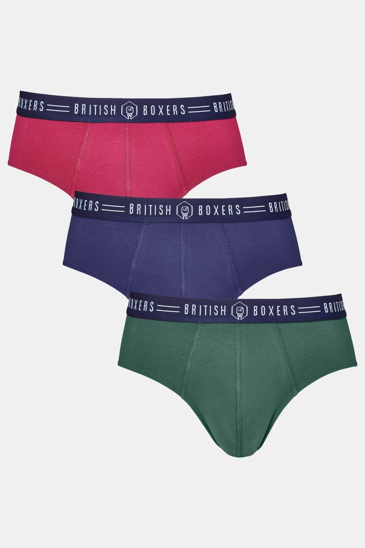 British Boxers British Boxers Men's Pack of Three "Heritage" Briefs in Mid Blue
