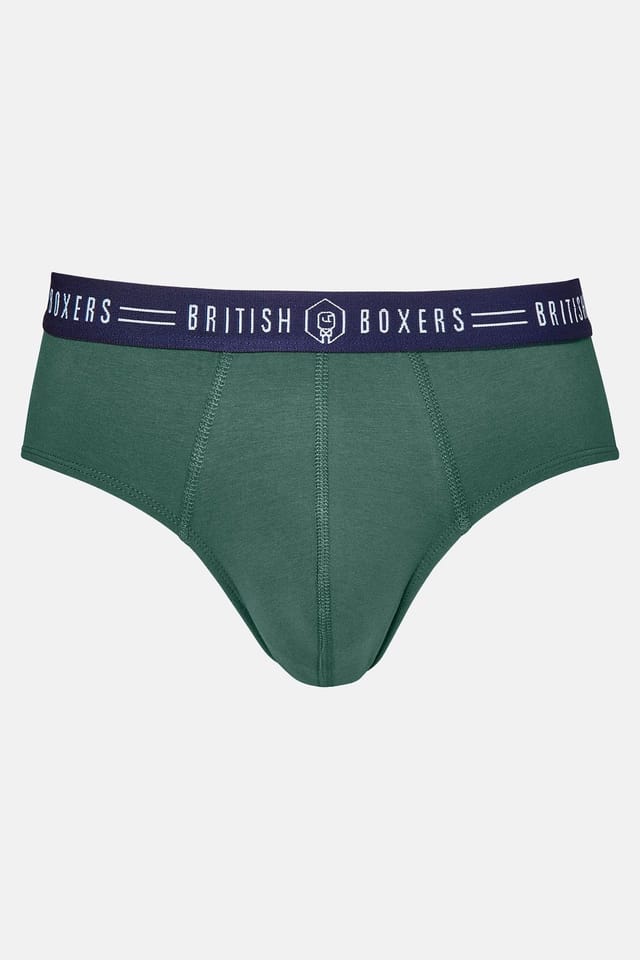 British Boxers British Boxers Men's Pack of Three "Heritage" Briefs in Mid Blue - 3