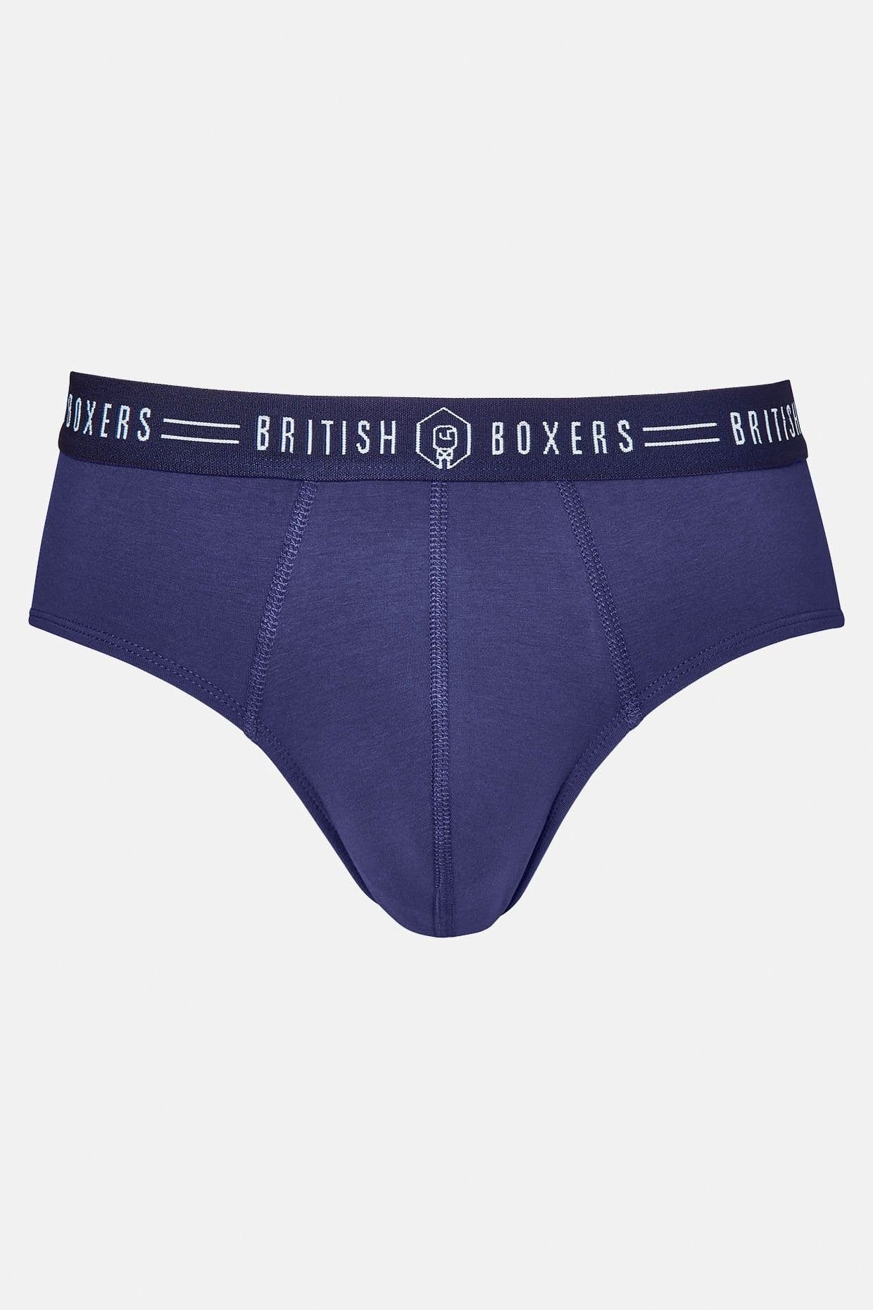British Boxers British Boxers Men's Pack of Three "Heritage" Briefs in Mid Blue - 4