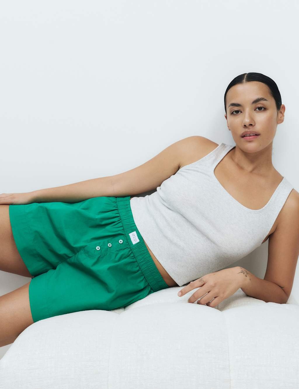 Marks & Spencer M&S Pure Cotton Poplin Pyjama Shorts Emerald - 3