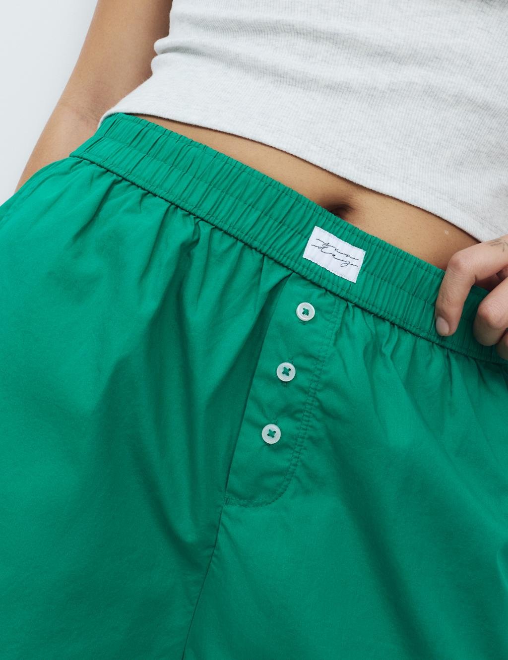 Marks & Spencer M&S Pure Cotton Poplin Pyjama Shorts Emerald - 4