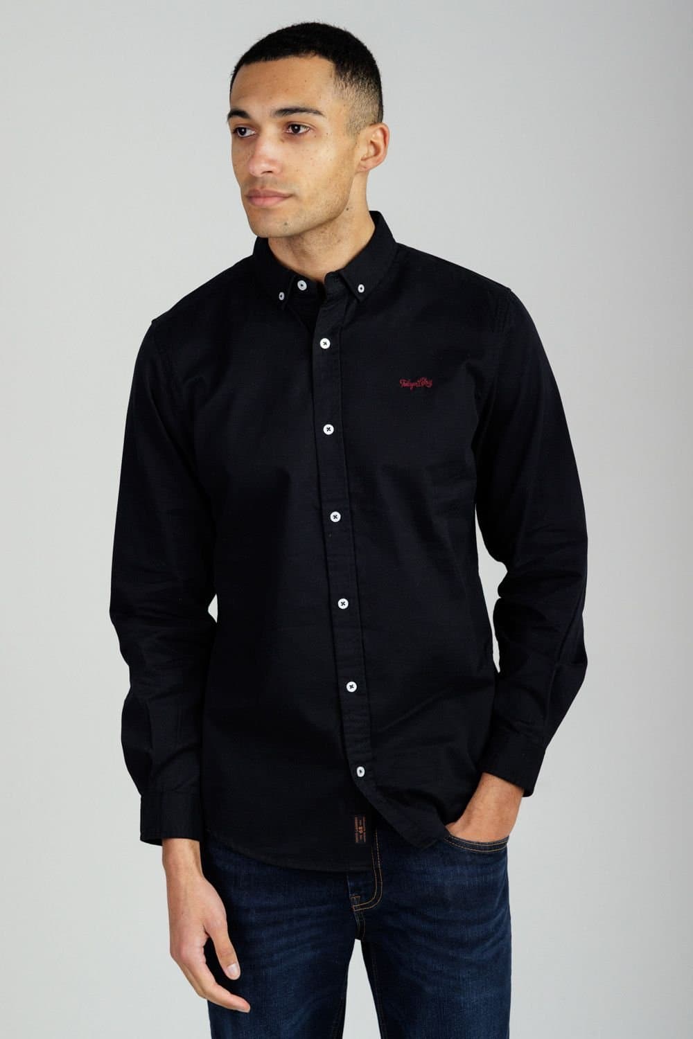 Tokyo Laundry Tokyo Laundry Men's Cotton Oxford Long Sleeve Shirt in Black