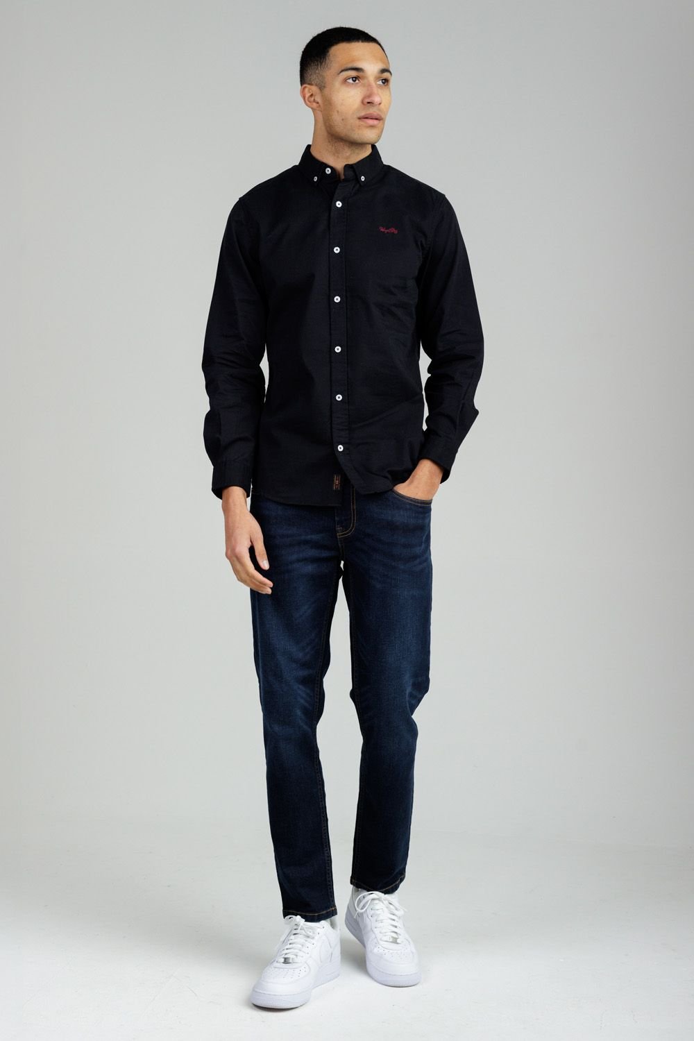Tokyo Laundry Tokyo Laundry Men's Cotton Oxford Long Sleeve Shirt in Black - 3