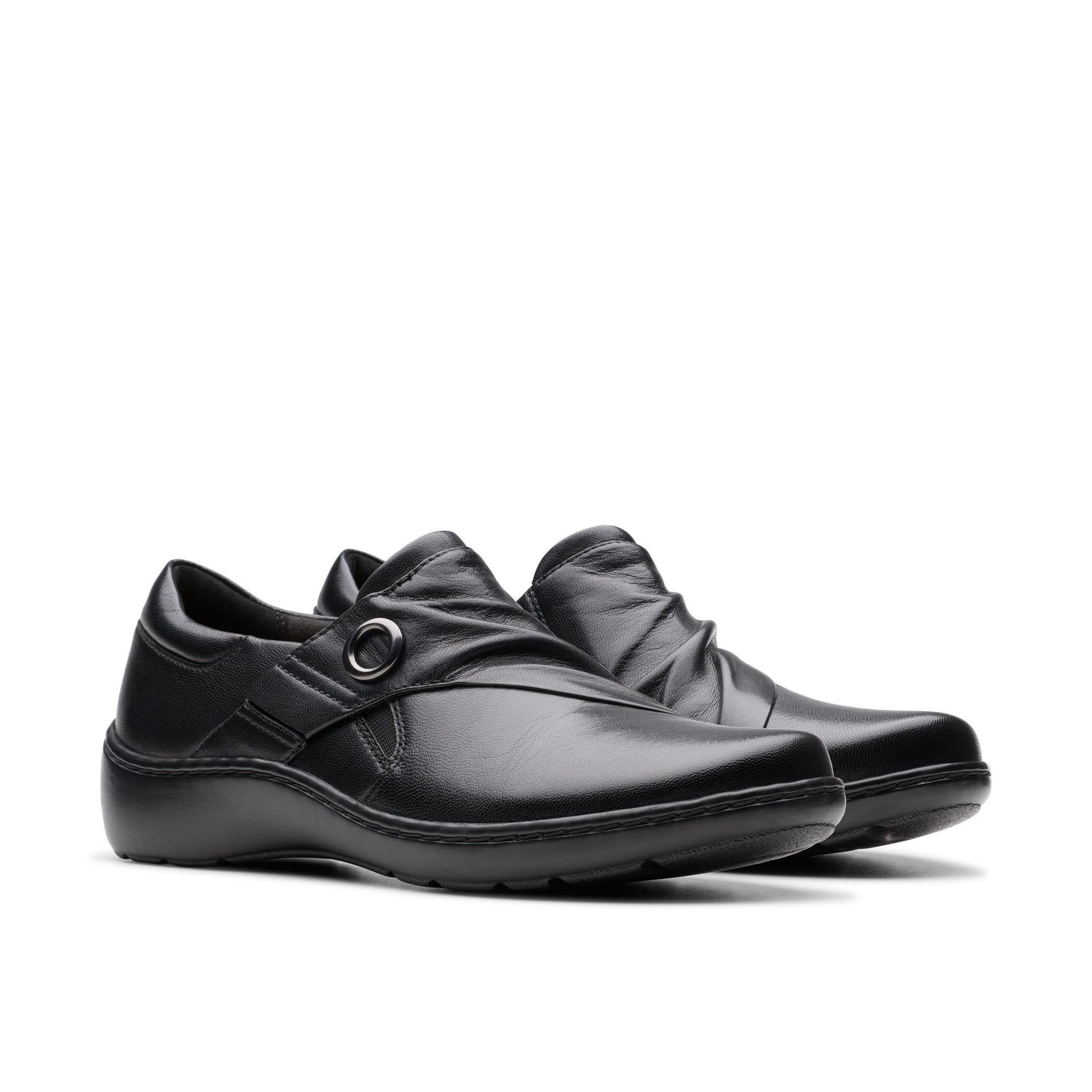 Clarks Clarks Women's Cora Aubrie Black Leather Slip Ons - 4