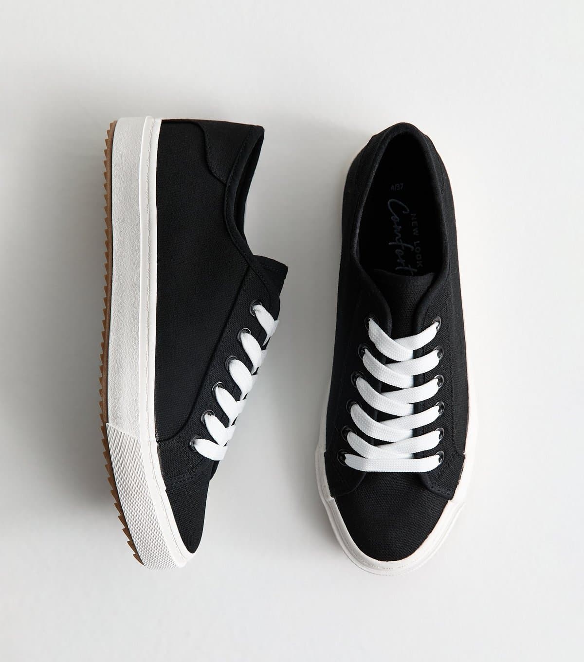 New Look New Look Black Canvas Lace-Up Trainers