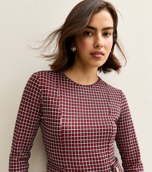 New Look Women's Red Check Long Sleeve Mini Dress New Look - 2