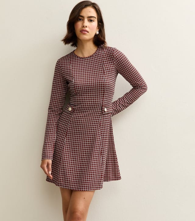 New Look Women's Red Check Long Sleeve Mini Dress New Look - 3