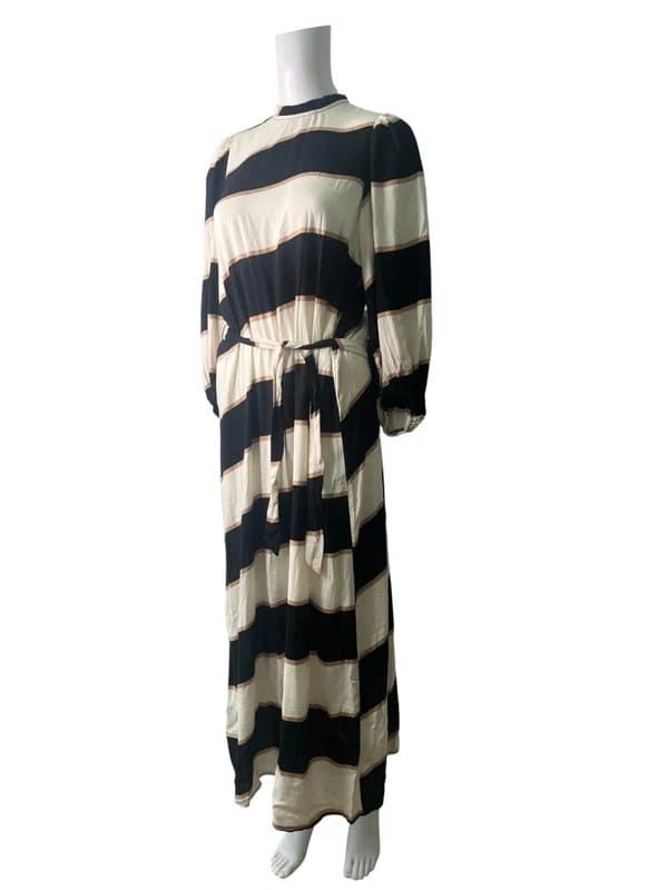 New Look New Look Maxi Dress Size 10 Black & Beige Stripe Womens NEW EU 38 RRP £33.99