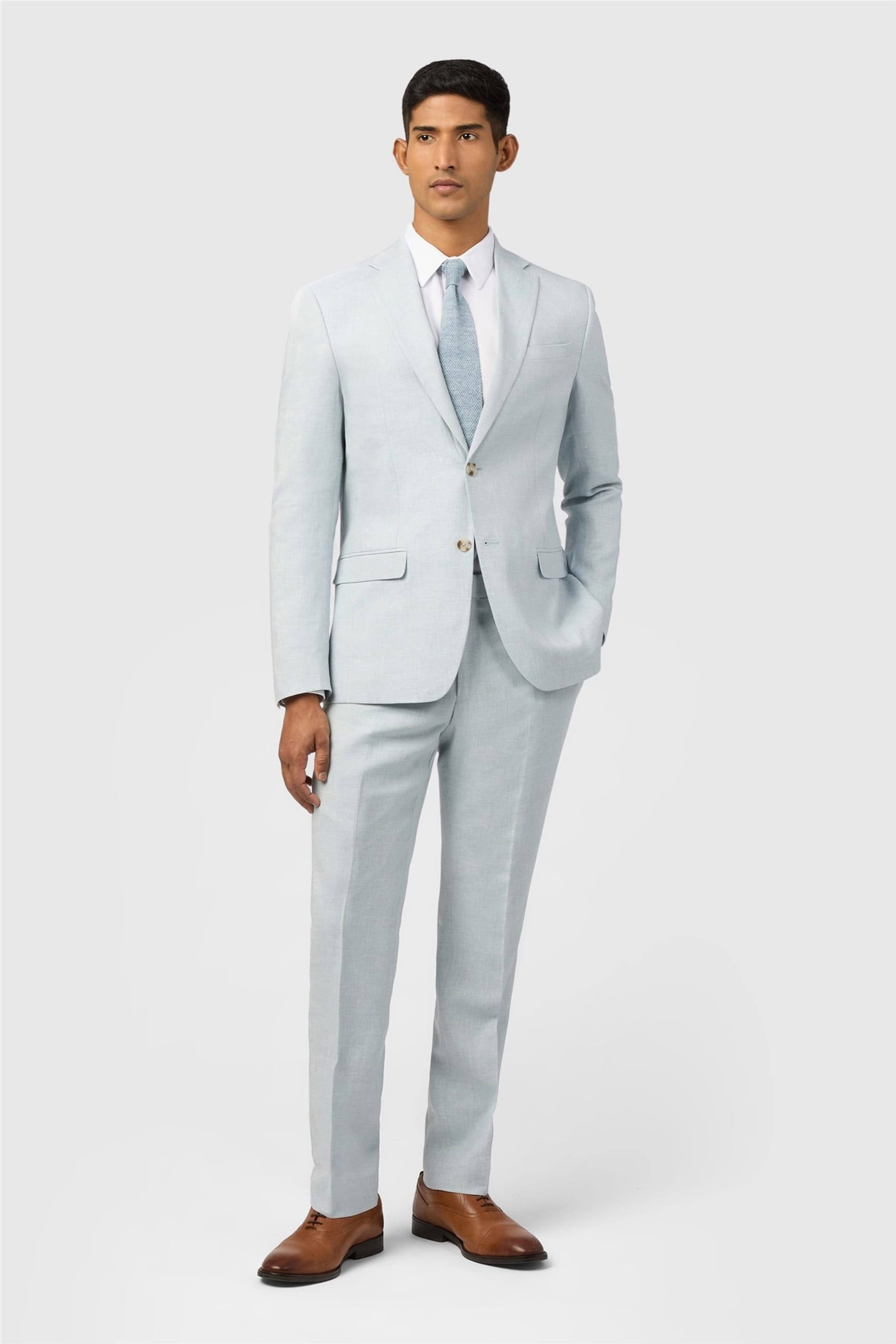 Ted Baker Ted Baker Men's Single Breasted Two Button Slim Fit Suit Jacket in Pale Blue - 4