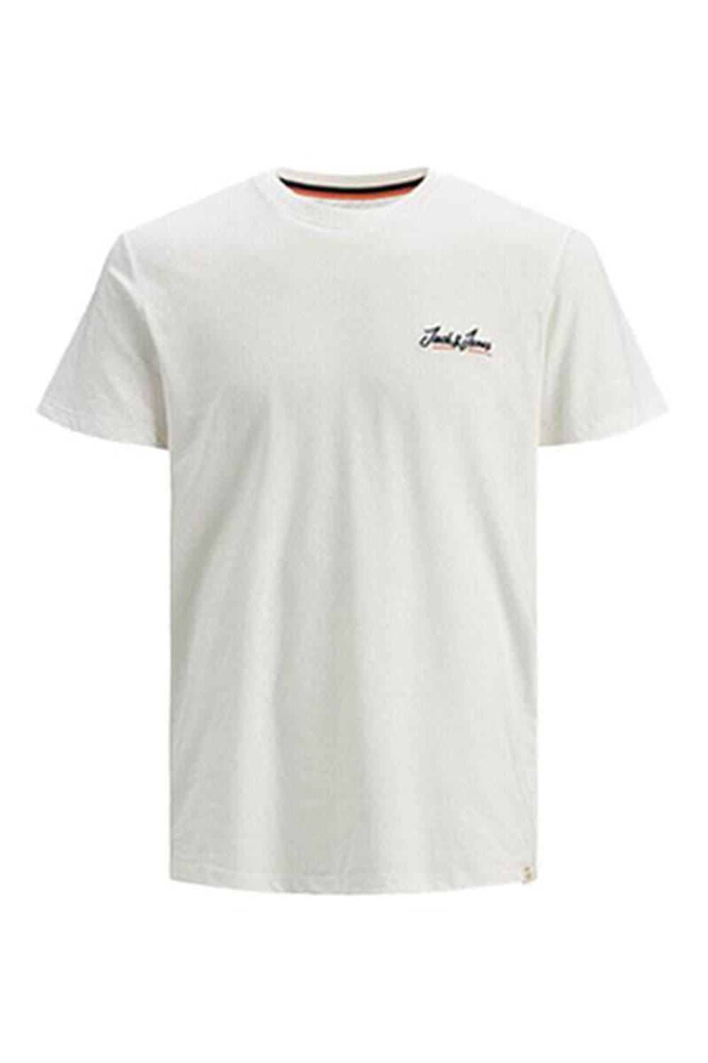 jack & jones Jack & Jones Men's Logo Casual T-Shirt Crew Neck Short Sleeve, White