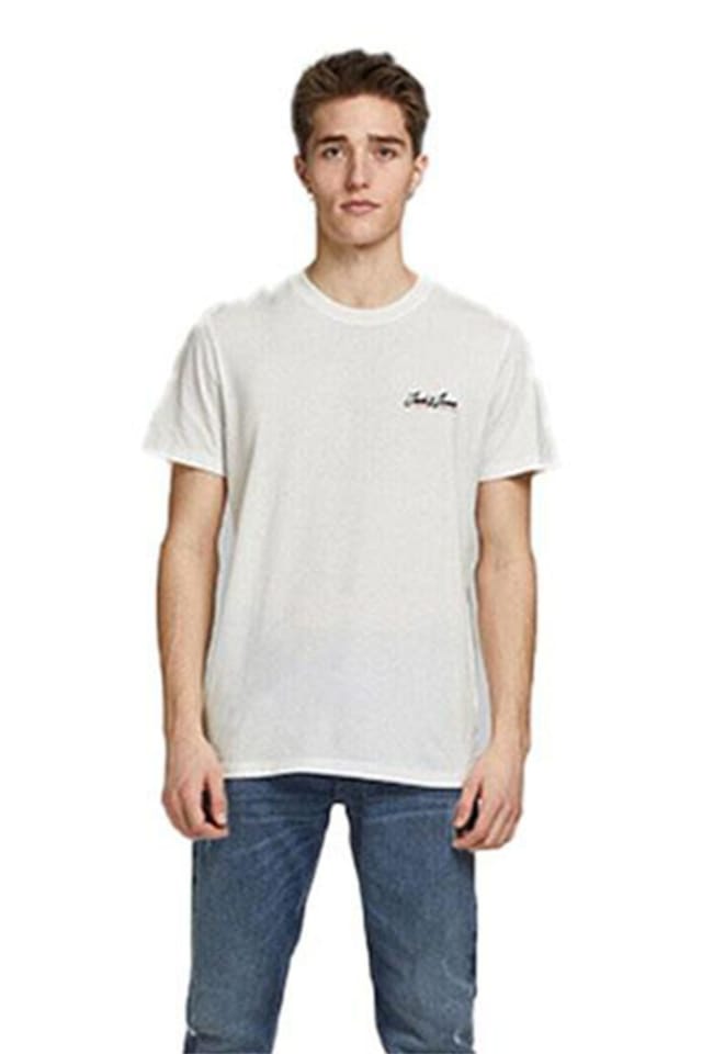 jack & jones Jack & Jones Men's Logo Casual T-Shirt Crew Neck Short Sleeve, White - 2