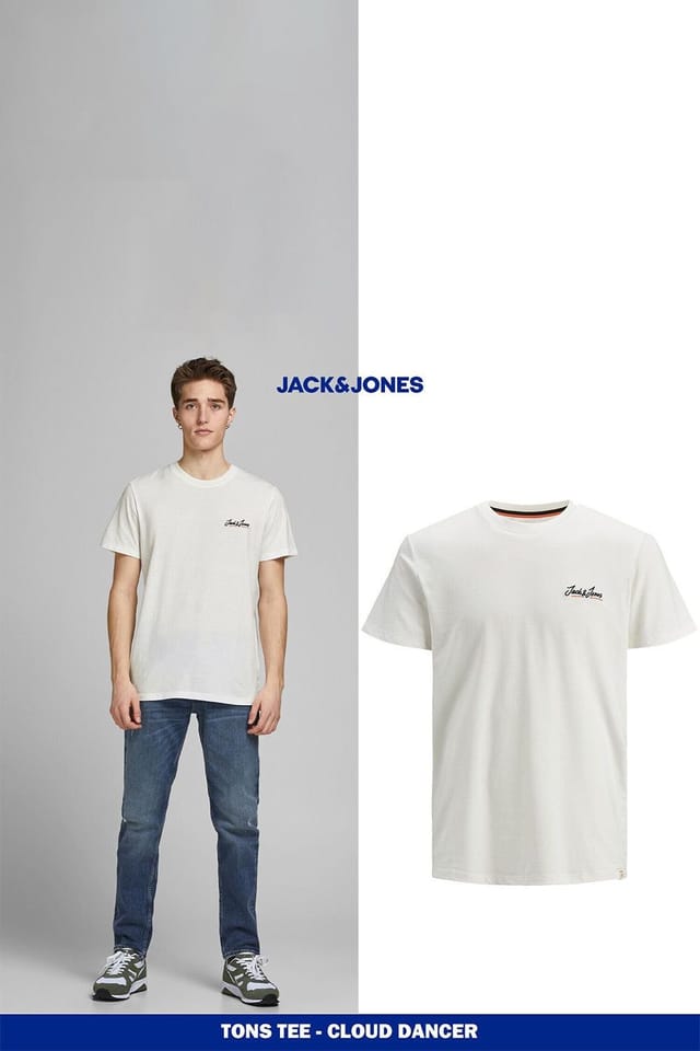 jack & jones Jack & Jones Men's Logo Casual T-Shirt Crew Neck Short Sleeve, White - 3