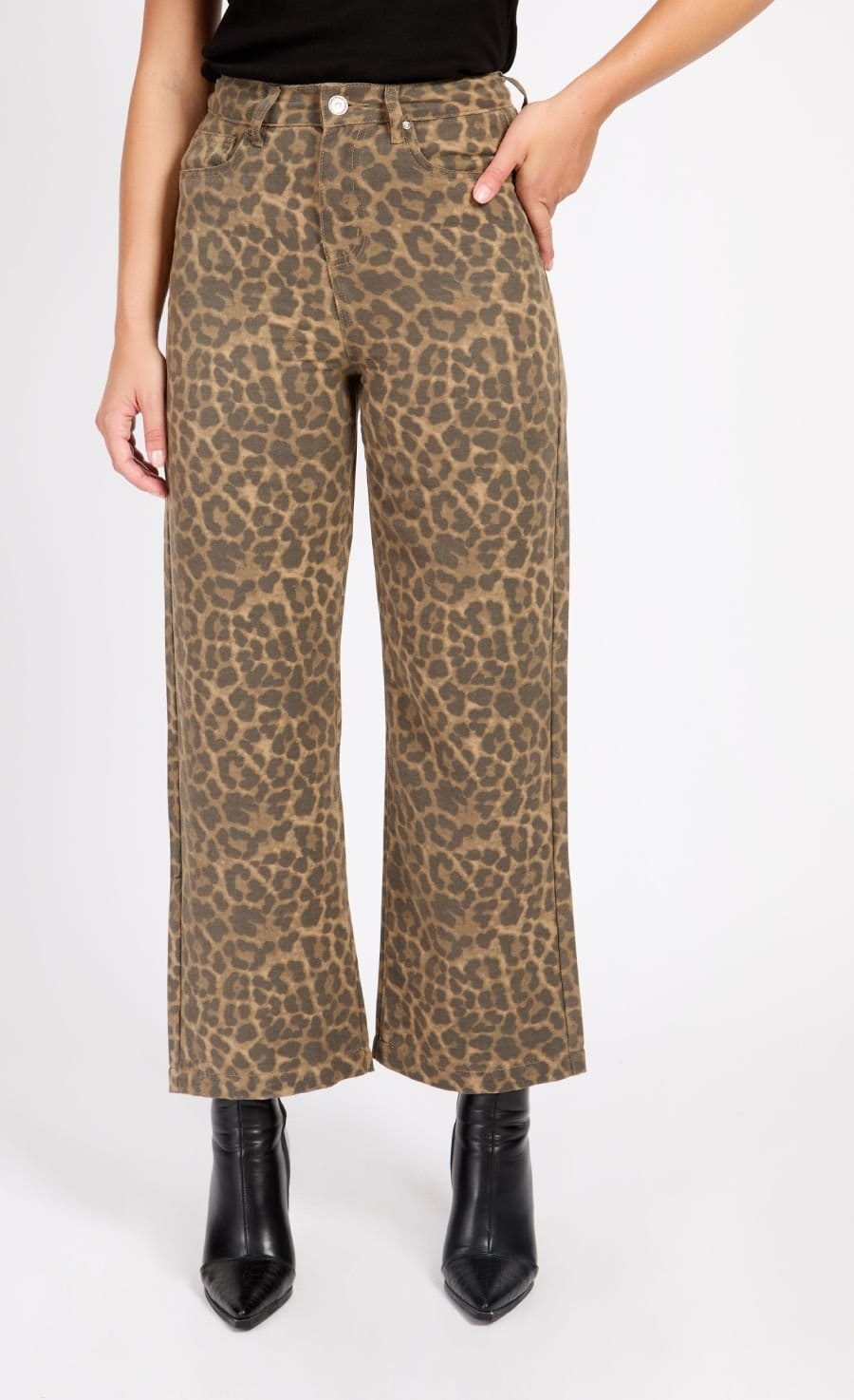 Little Mistress Little Mistress Women's Leopard Print Denim Jeans - 4