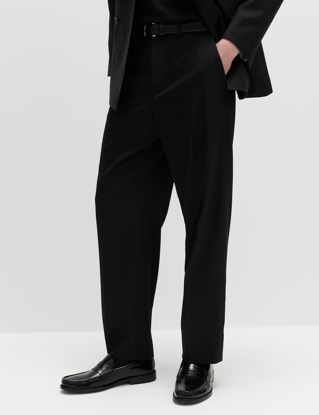 Marks & Spencer M&S Relaxed Fit Smart Stretch Trousers Black