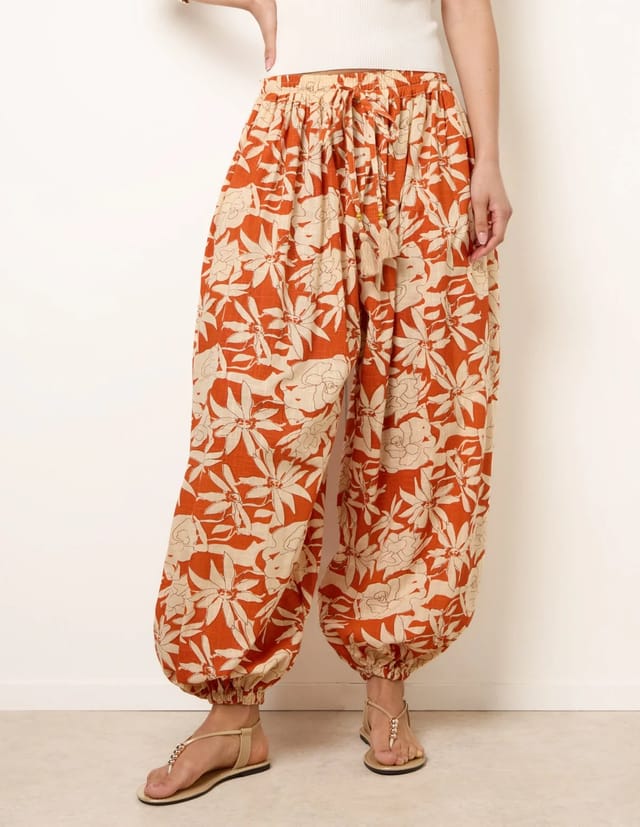 Blue Vanilla Floral Balloon Pants - 2