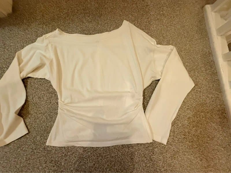 ASOS Design ASOS Design Cream Ruched Long Sleeve Top Size S