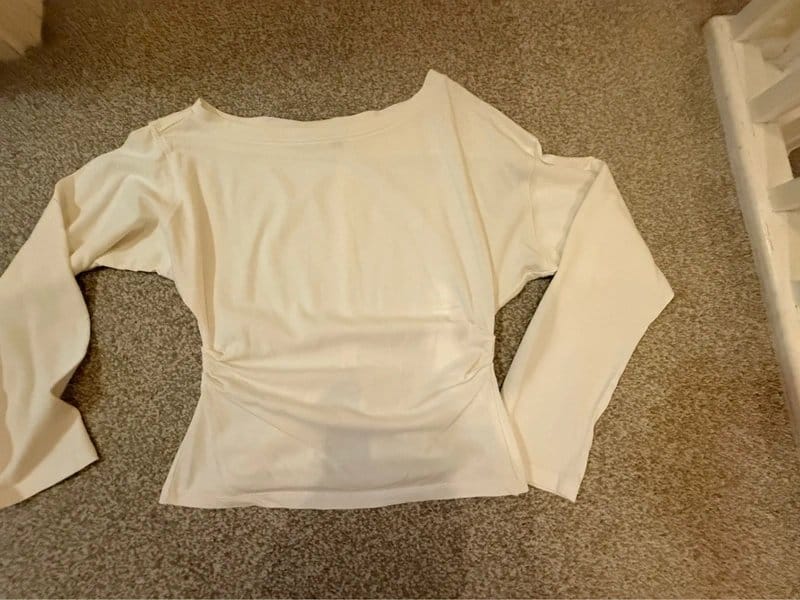 ASOS Design Cream Ruched Long Sleeve Top Size S