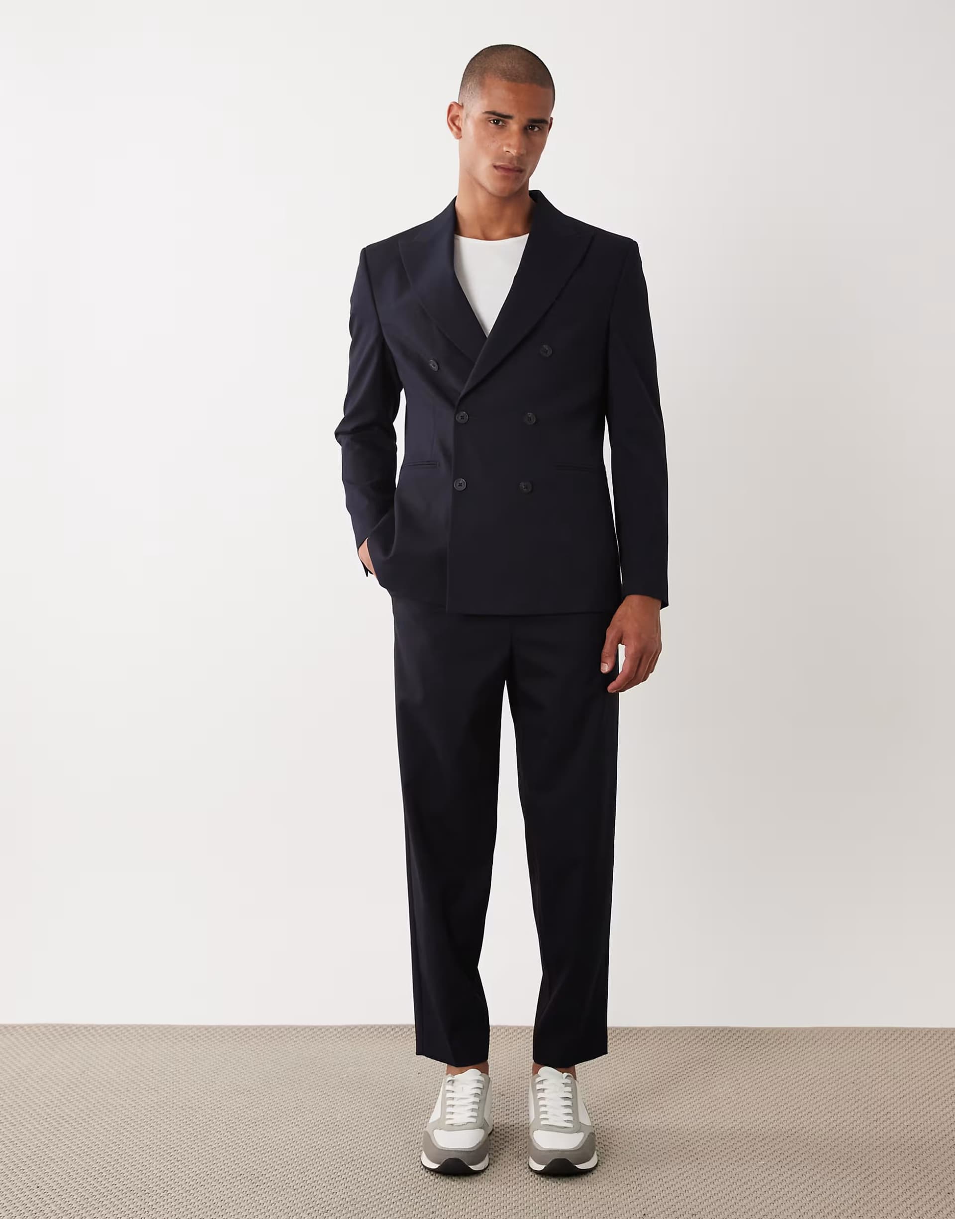 ASOS ASOS DESIGN carrot fit suit trousers in navy