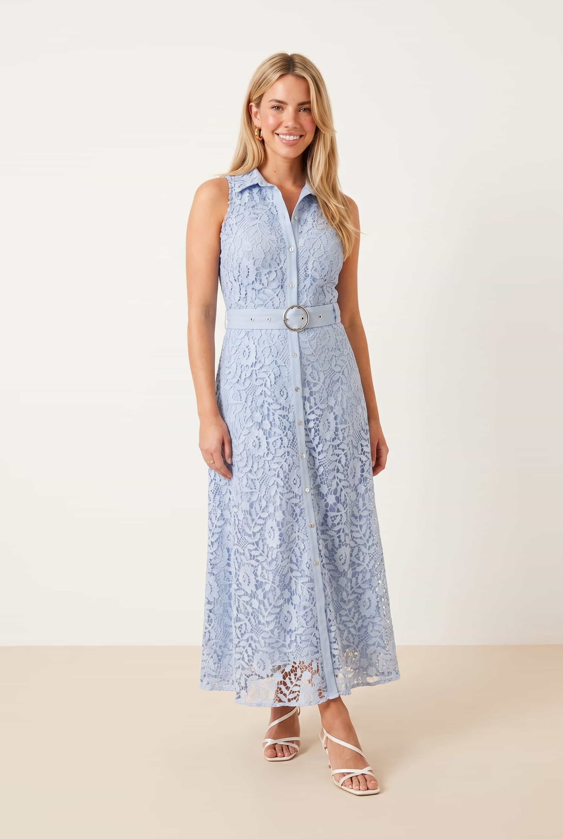 Style Cheat Style Cheat Women's Lace Shirt Dress in Blue