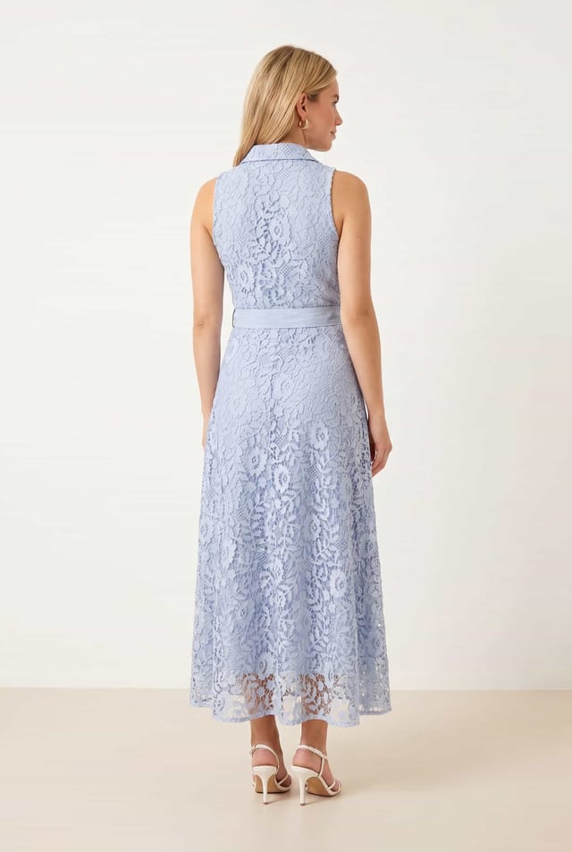 Style Cheat Style Cheat Women's Lace Shirt Dress in Blue - 2