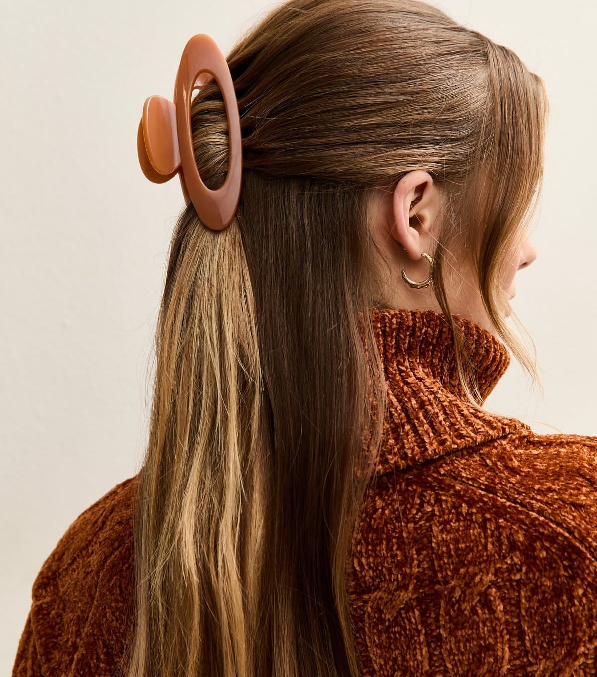 New Look Burnt Orange Oval Cut Out  Hair Clip New Look