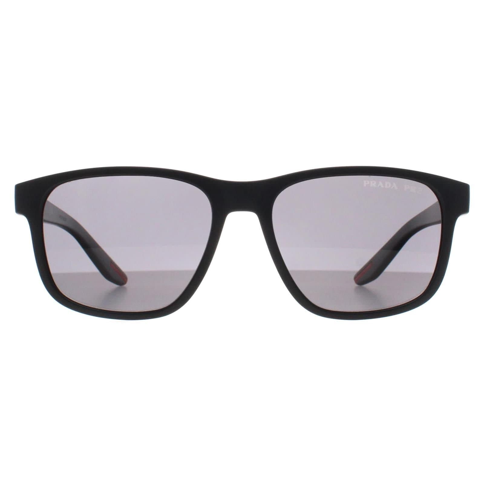 Prada Sport Prada Sport Men's Rectangle Black Rubber Dark Grey Polarized PS06YS