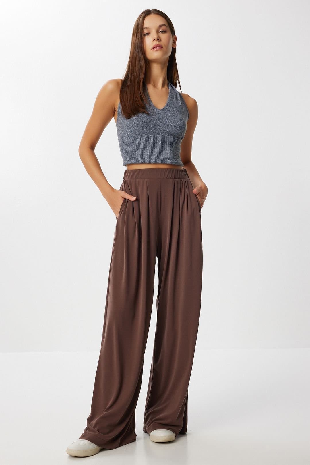 Happiness Istanbul Happiness Istanbul Chocolate Wide Leg Palazzo Pants