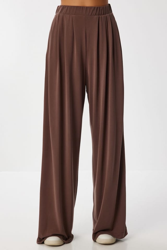 Happiness Istanbul Happiness Istanbul Women's Wide Leg Pull-On Palazzo Pants in Chocolate - 3