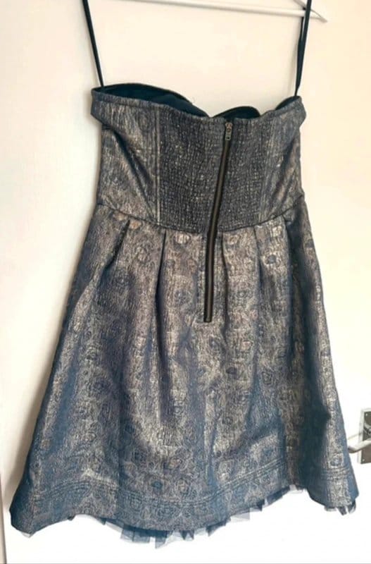 Tommy Hilfiger 🖤 Tommy Hilfiger Denim Metallic Jacquard Prom Dress Y2K Party Mini Dress L 🖤 - 1