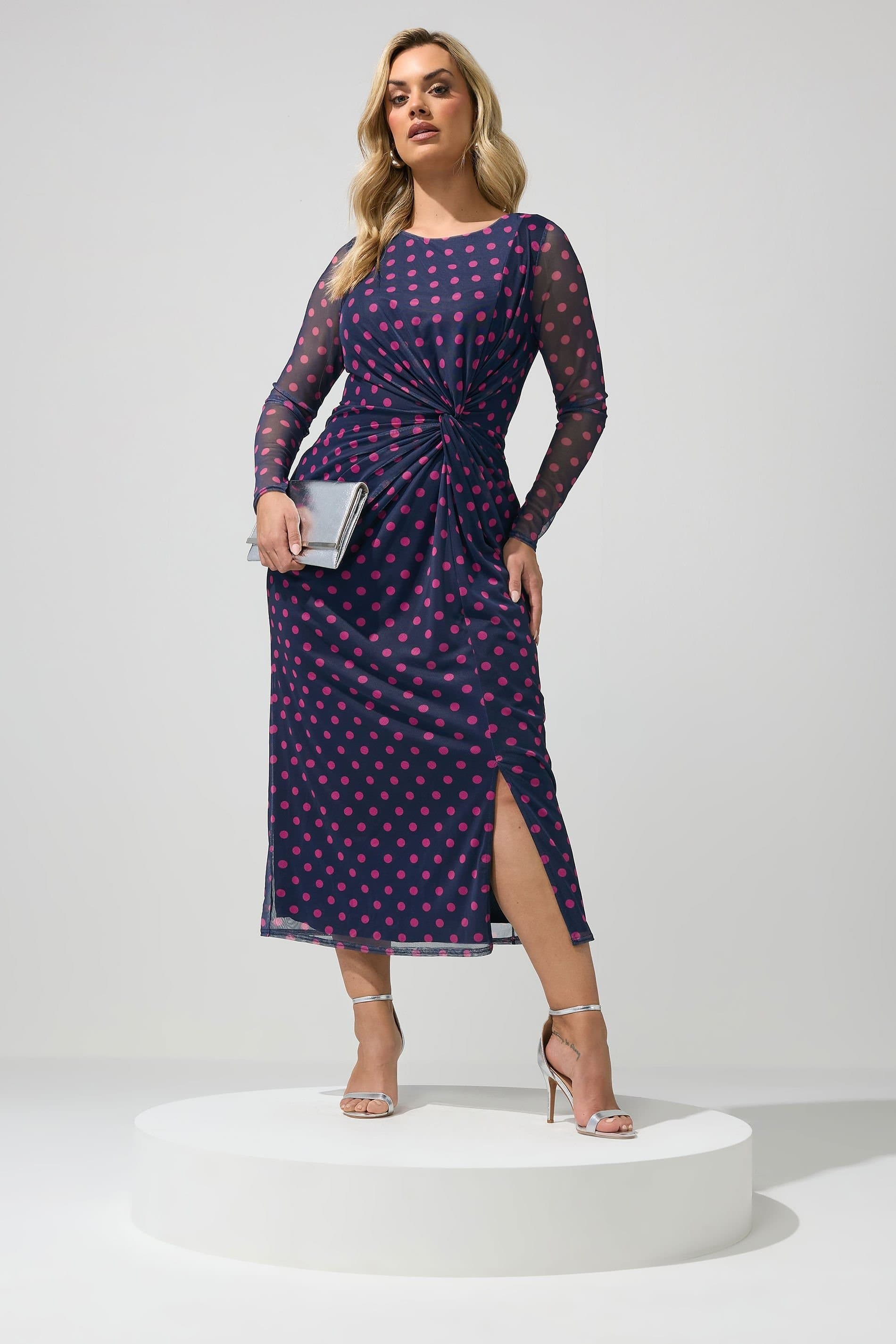 Yours Yours Women's Polka Dot Maxi Dress in Dark Blue
